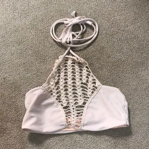 Pink halter bikini top